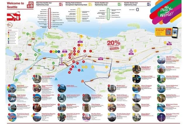 Seattle Hop On Hop Off Bustouren Karte