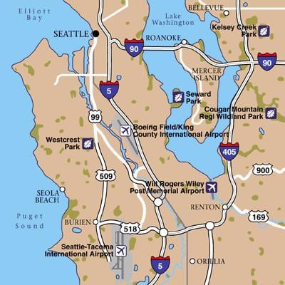 Karte der Flughäfen von Seattle