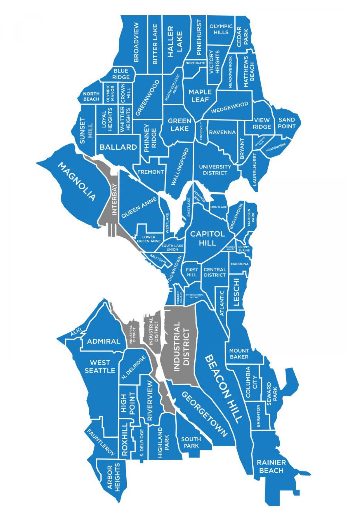 Karte der Stadtteile von Seattle