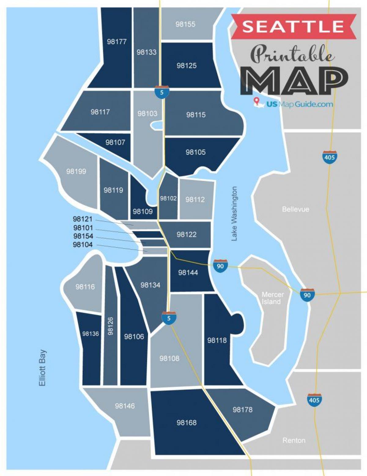 Karte der Postleitzahlen von Seattle