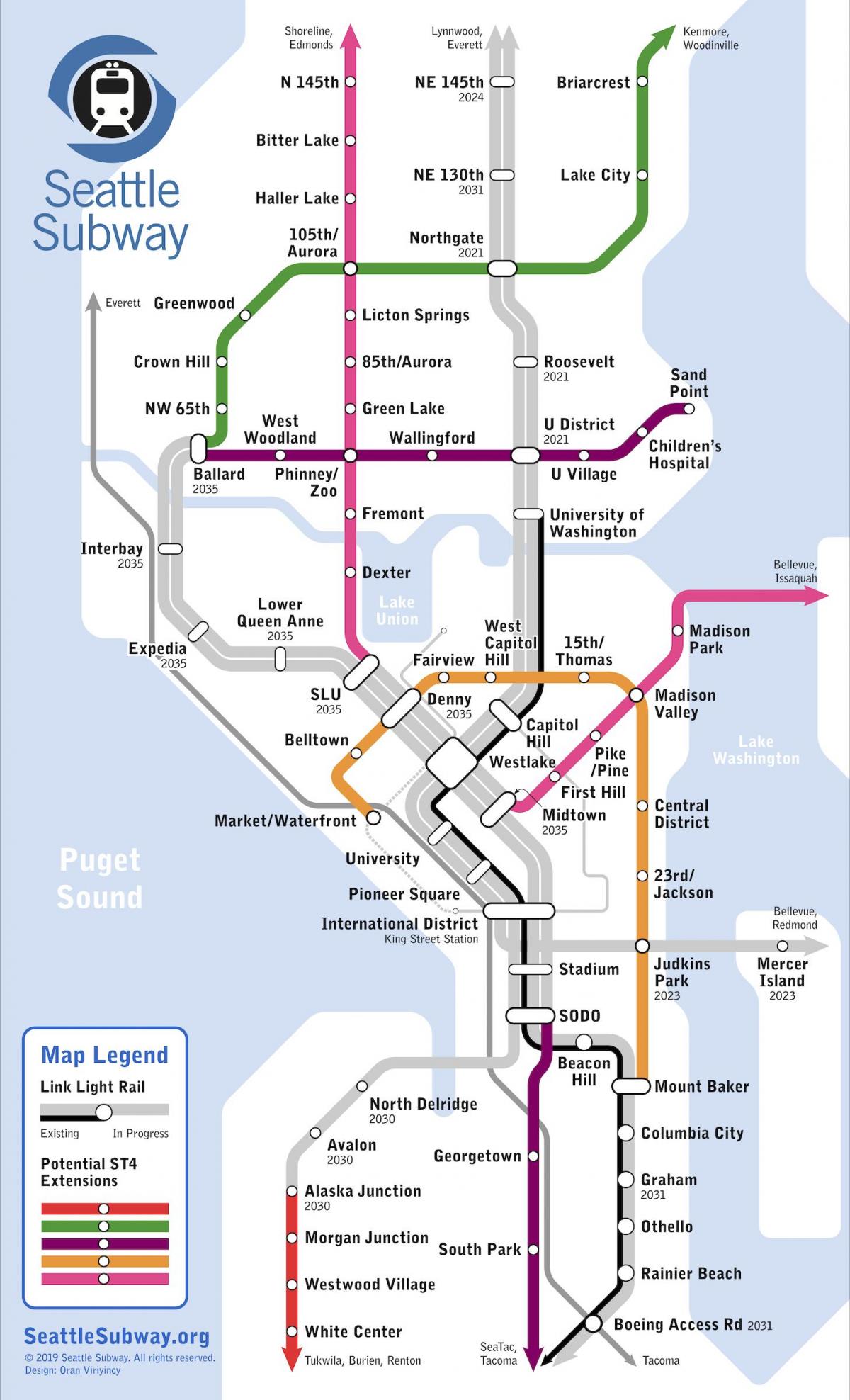 Seattle U-Bahn-Station Karte